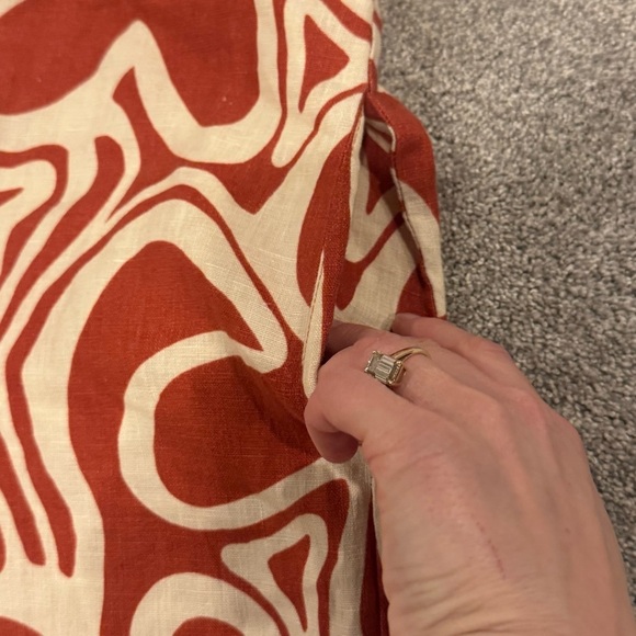 Honorine Wide Leg Abstract Floral Print Linen Pants Cream Orange size XS NWOT - Picture 3 of 8